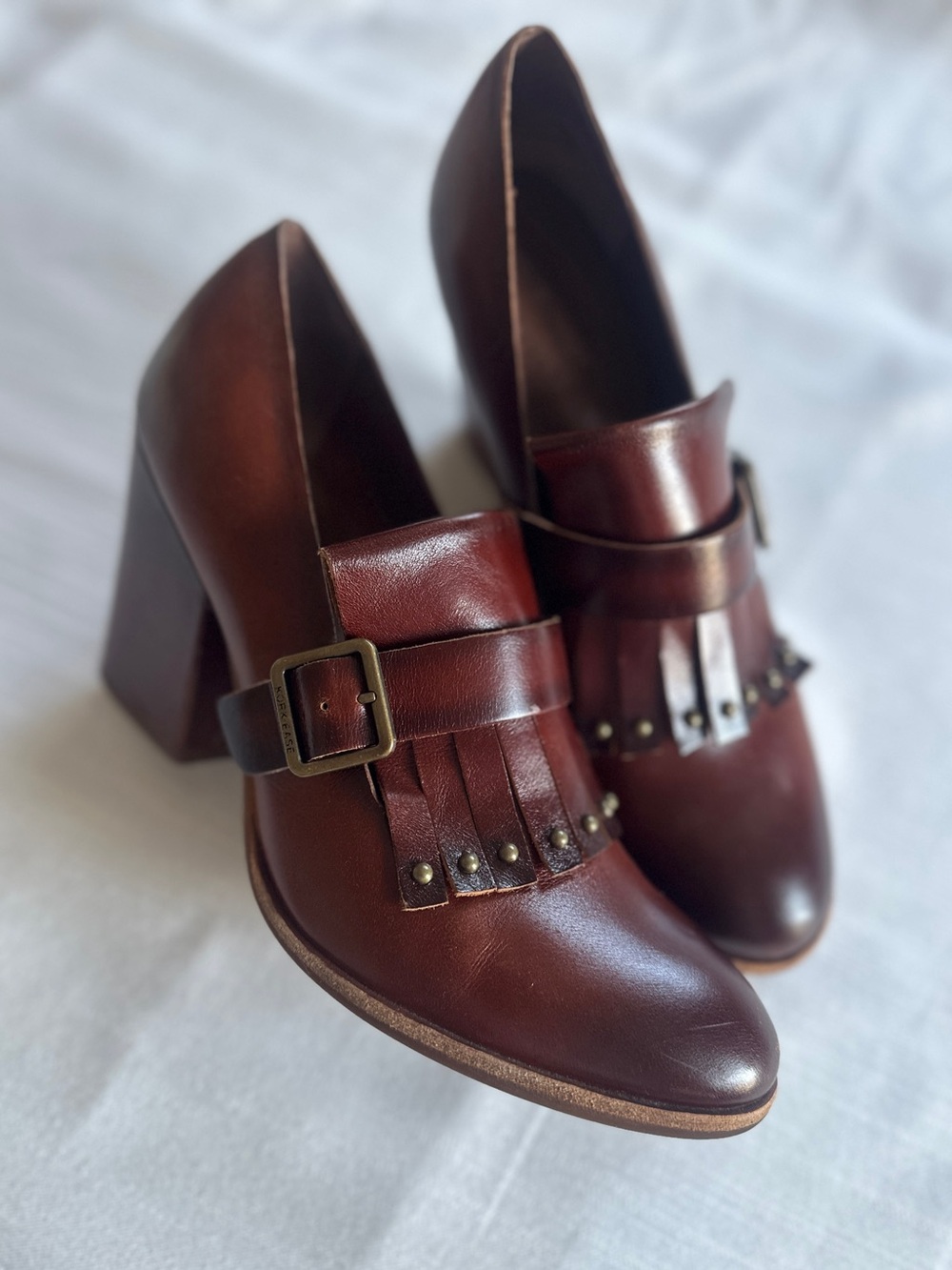 Kork-Ease Prim Burnished Brown Leather Kiltie Block Heel Pump | 9.5 N